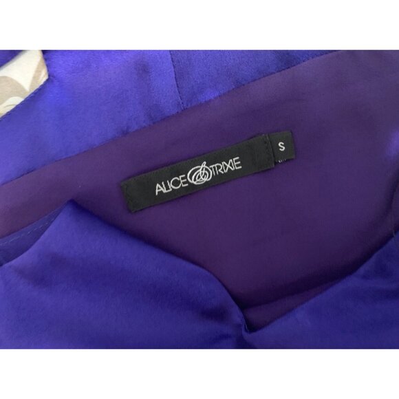 Anthropologie Alice & Trixie Shift Dress Small S Royal Purple SILK Racerback - Picture 5 of 8